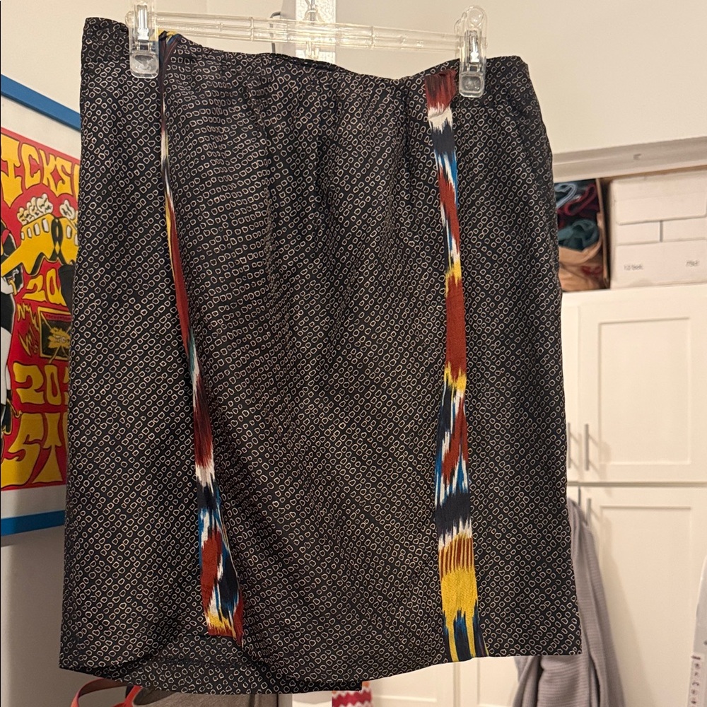 Dries Van Noten Black Patterned Pencil Skirt with Multicolor Trim